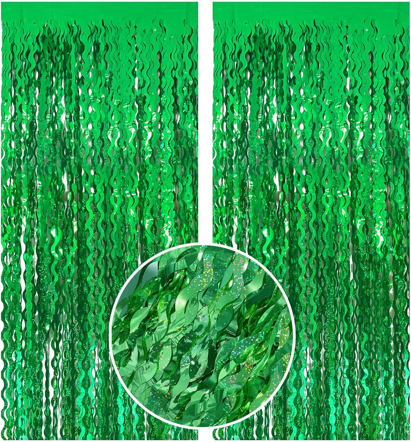 Green Tinsel Foil Fringe Curtain for Party Backdrop