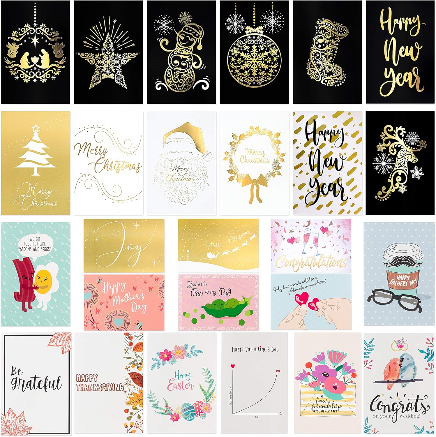 100 All Occasion Greeting Cards with Organizer Box