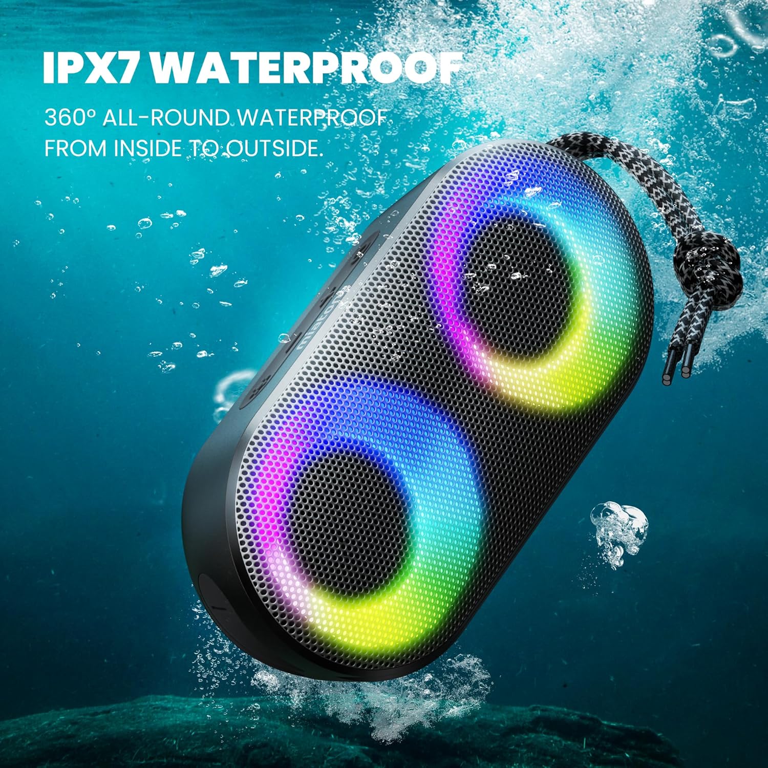 MIATONE Drum Shower Speaker with LED Lights and Bluetooth 53