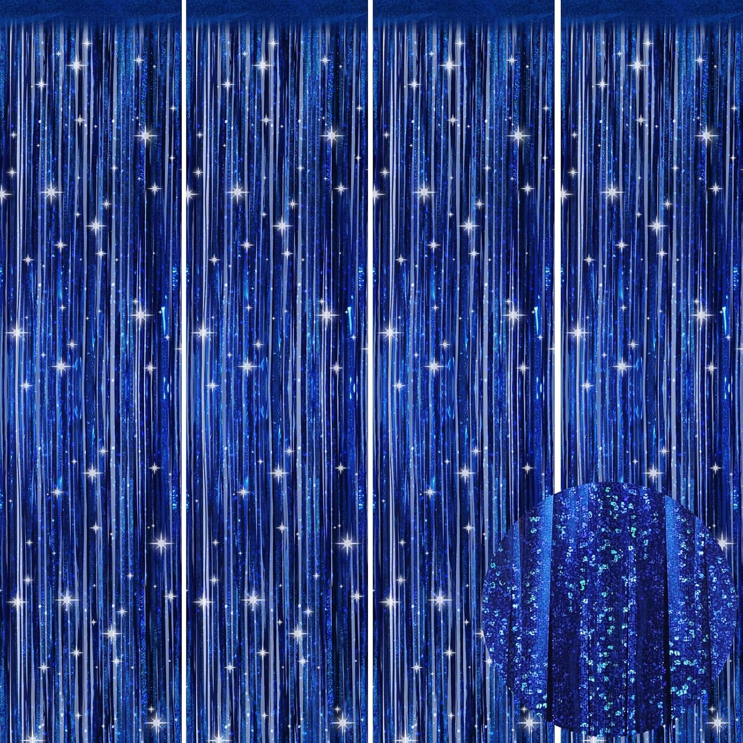 Picoway 4 Pack Foil Fringe Tinsel Curtains Blue
