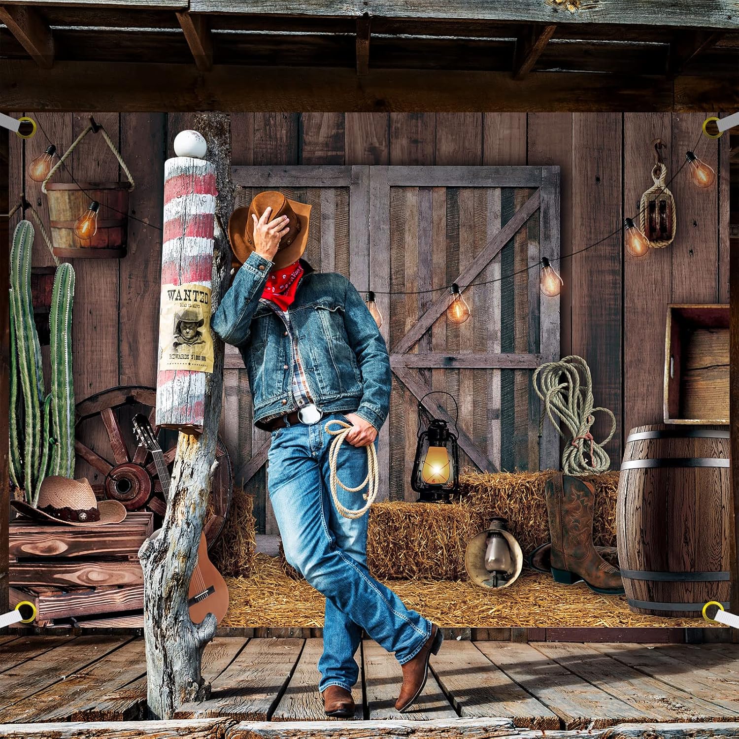 Moukeren Western Party Backdrop - Classic Style 7x5ft Barn Decor