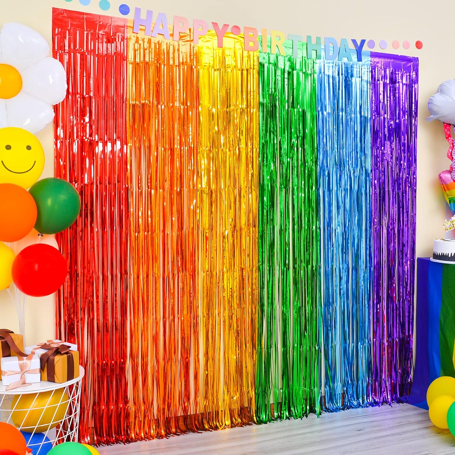 LOLStar Rainbow Foil Fringe Curtains 2 Pack 1