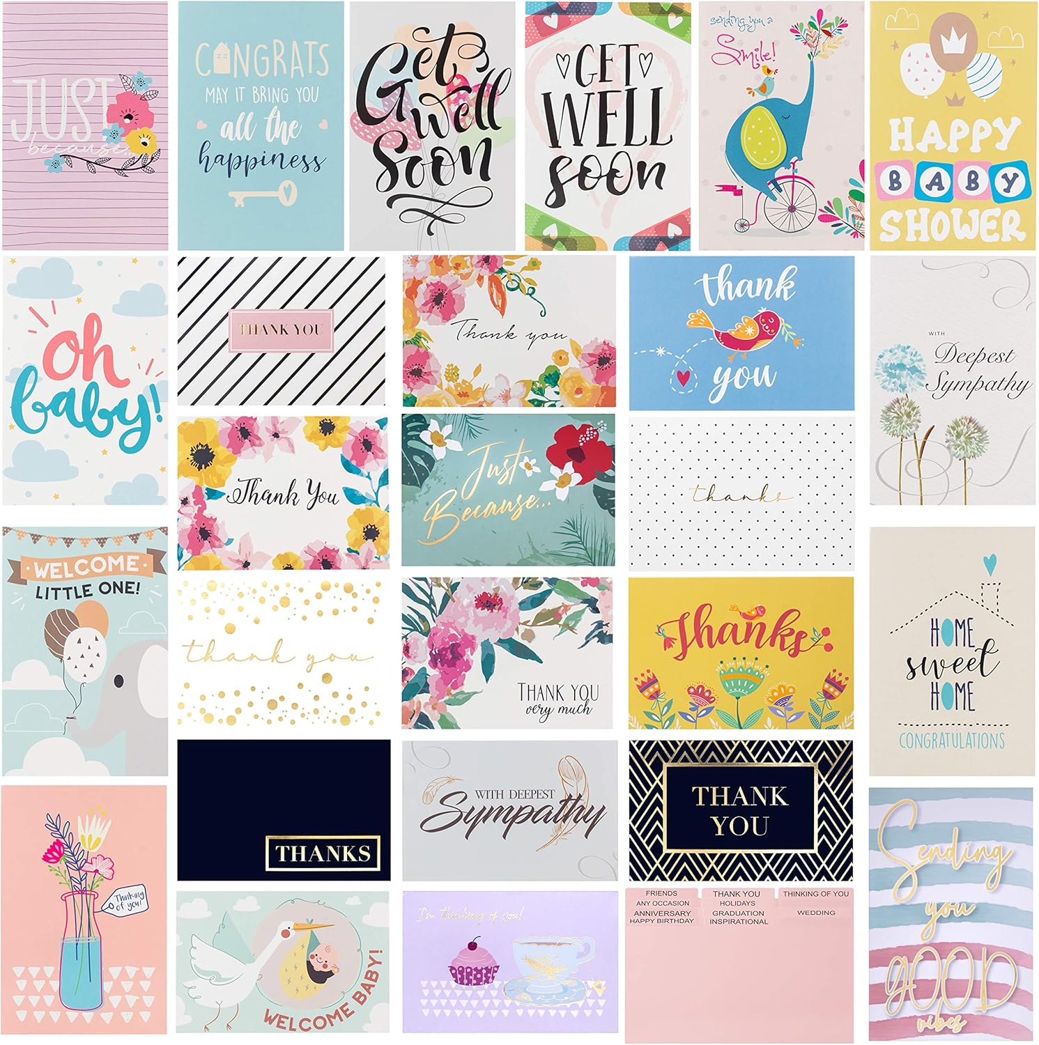 100 All Occasion Greeting Cards with Organizer Box