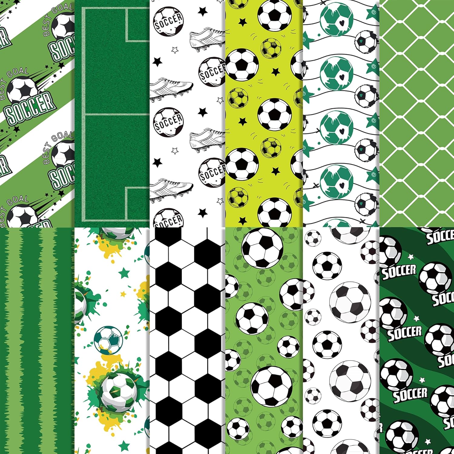 24 Pcs Soccer Pattern Decorative Paper Pad for Scrapbooking