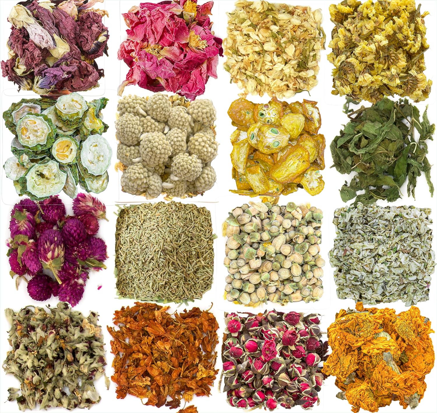16 Bags Dried Flowers for Soap Making and Candle Crafting
