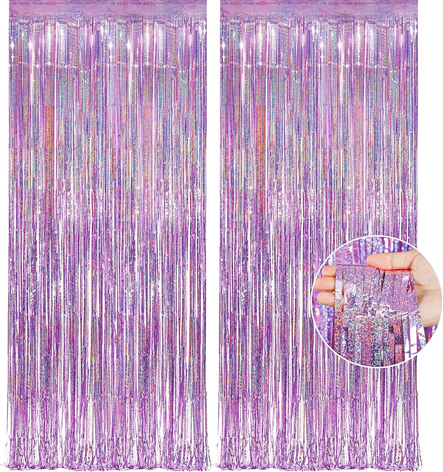 Pink Tinsel Curtain Streamers for Girls Party - 2 Pack