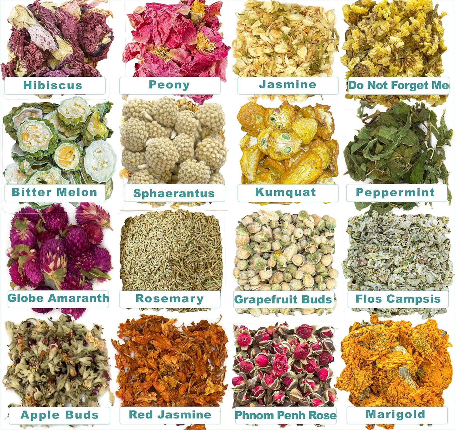 16 Bags Dried Flowers for Soap Making and Candle Crafting