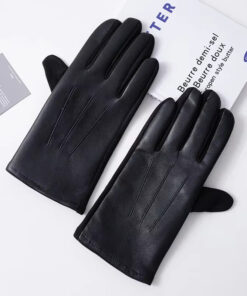 High quality ladies leather gloves winter business windproof warm touch screen driving gloves autumn black gloves